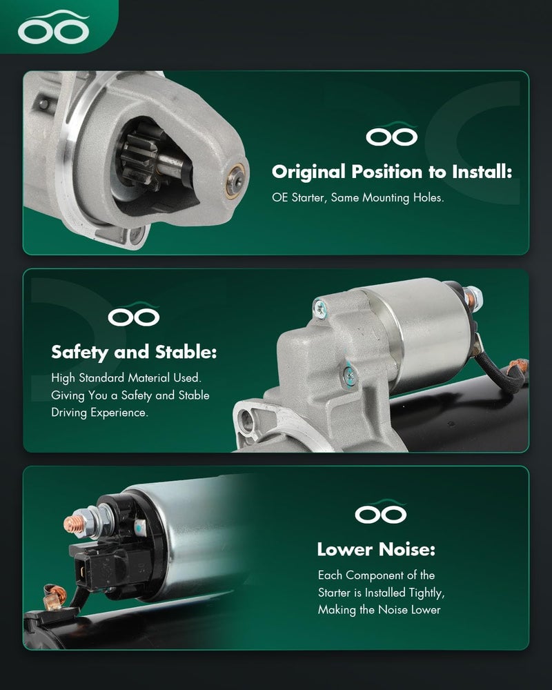 SCITOO Starter Motor 32380 18365 32379 19157 19800 for Arctic Cat 700 Diesel 2007-2008 695cc PMGR for Arctic Cat 700 Super Duty Diesel 2010-2015 L 686cc cid PMGR PMGR 12V 1.6kW CW 9 Tooth - Image 4